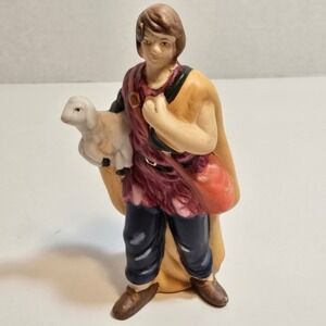 Shepherd with Lamb Nativity Figurine Ceramic Christmas Decor Collectible‎